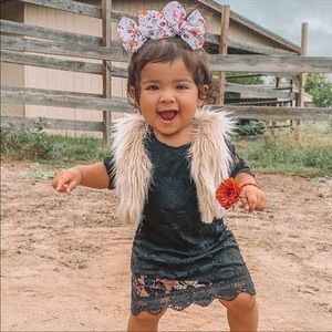 Bailey blossoms Black lace dress 9-12 months